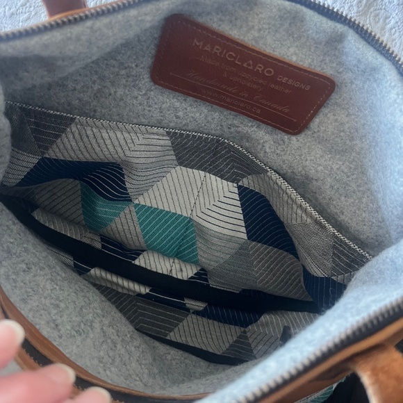 Canadian MARICLARO VIE+ PURSE Leather/canvas Purse Crossbody Bag One Of a Kind - Picture 4 of 6
